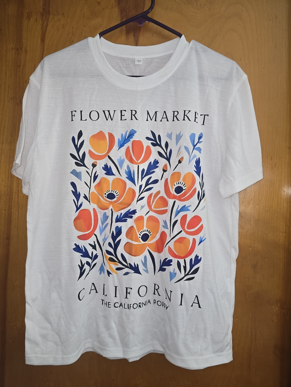 Women’s White 'Flower Market' Graphic Tee with Orange Floral Print